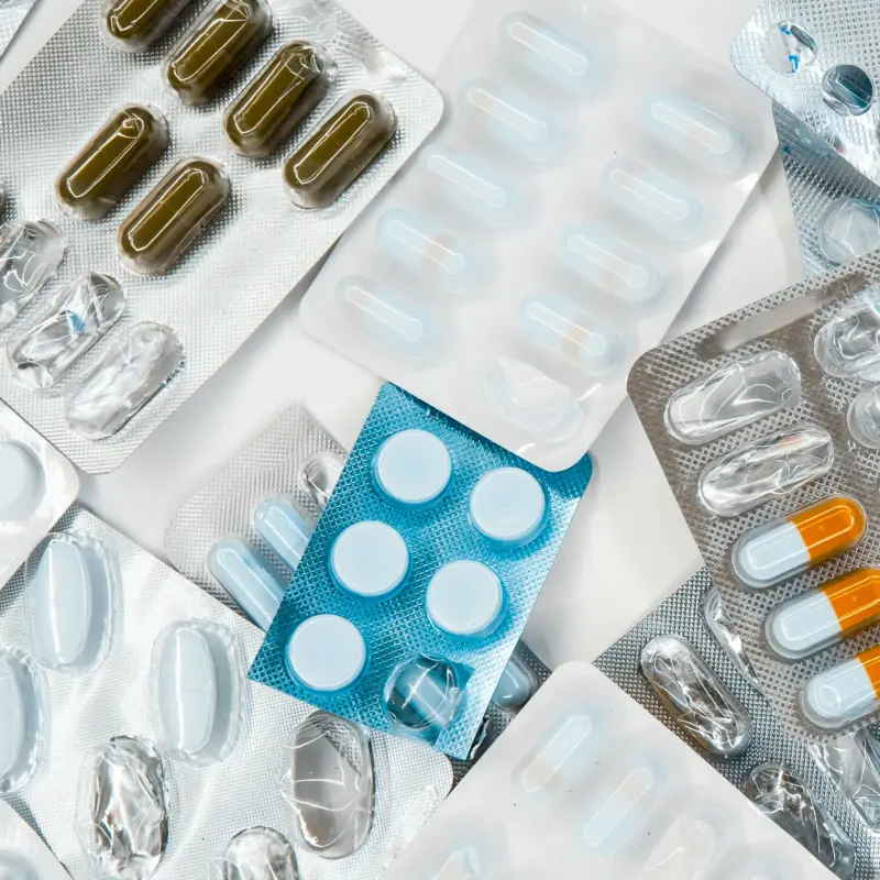 Used blister packs from medicines